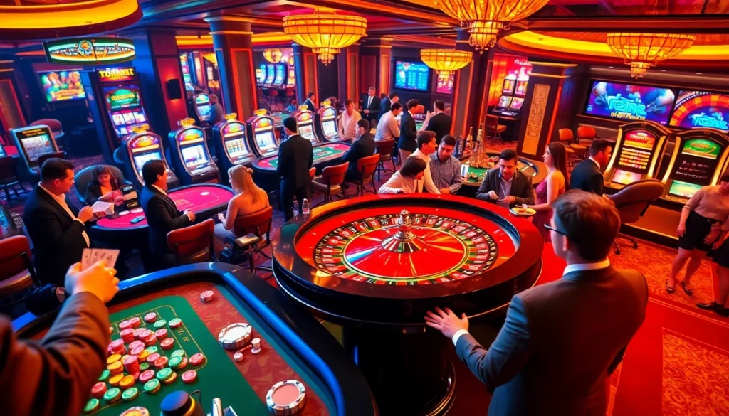 Experience thrilling casino action with https://c168seo.com/ showcasing a lively roulette wheel and players enjoying the game.